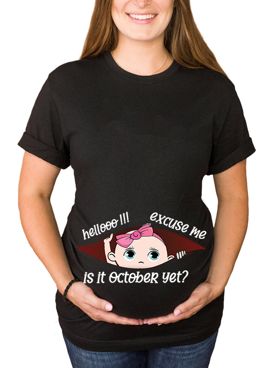 Customizable Months Baby Girl Peeking Maternity Sweatshirt