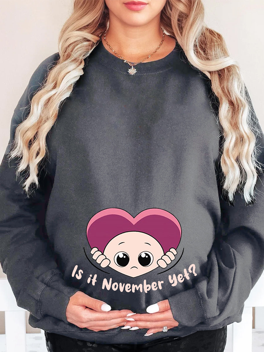 Customized Month Baby Peeking Heart Maternity Sweatshirt