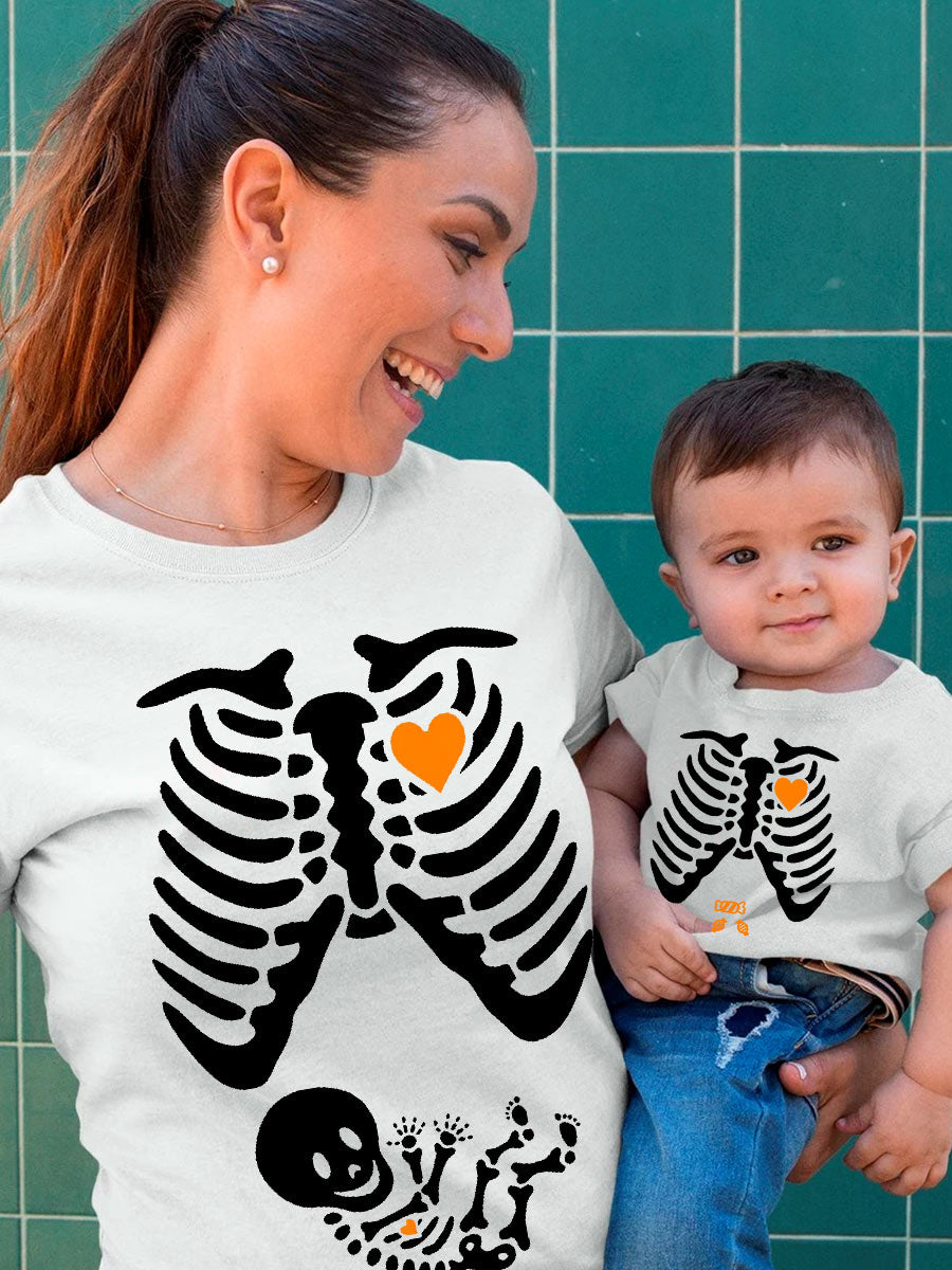 Skeleton Big Bro Sis Parents Maternity Shirt