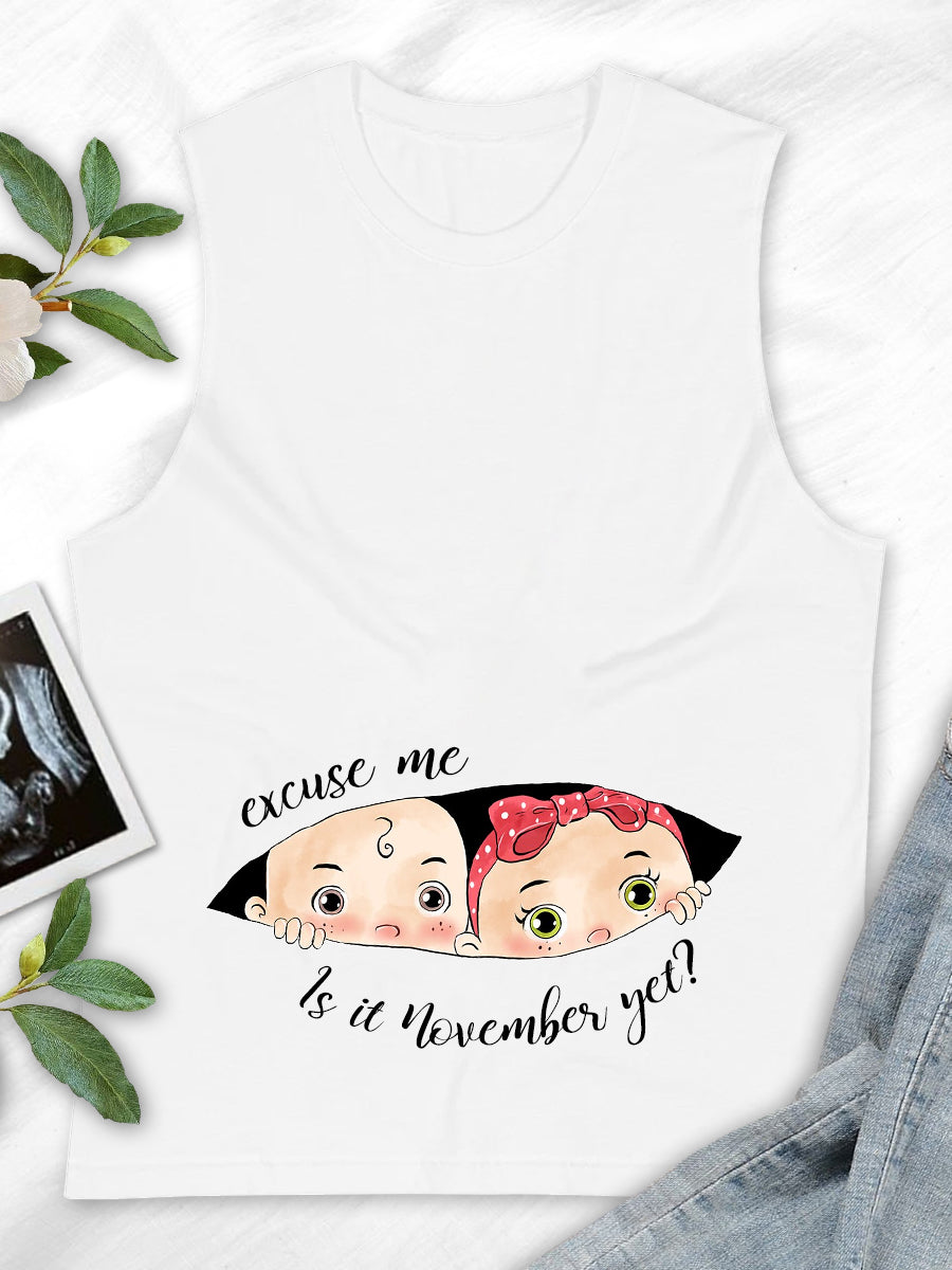 Customizable Months Boy and Girl Twins Funny Maternity Shirt