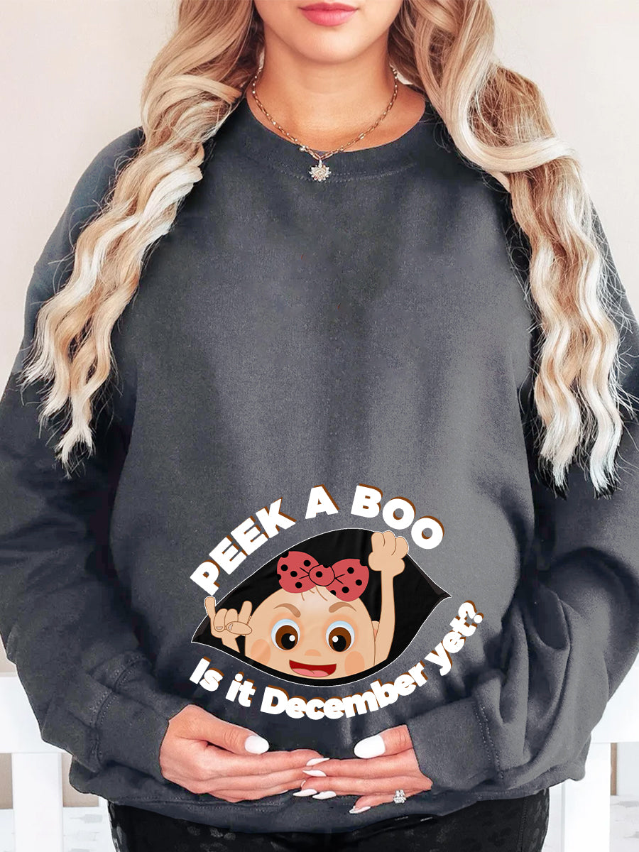 Peek a Boo Is It Customizable Months Baby Girl Maternity Sweatshirt