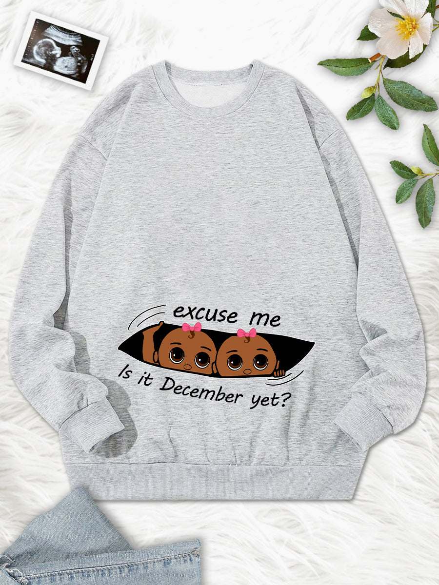 Black Twin Sister Customizable Months Maternity Sweatshirt