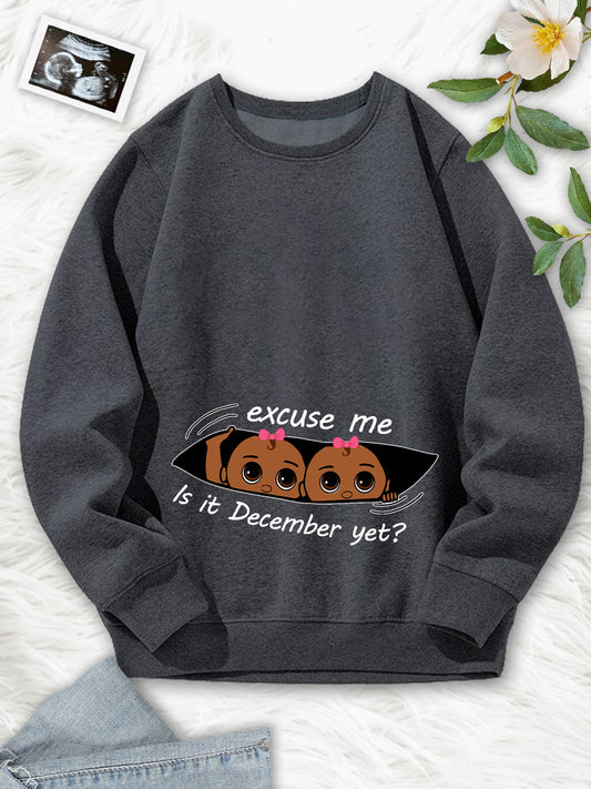 Black Twin Sister Customizable Months Maternity Sweatshirt