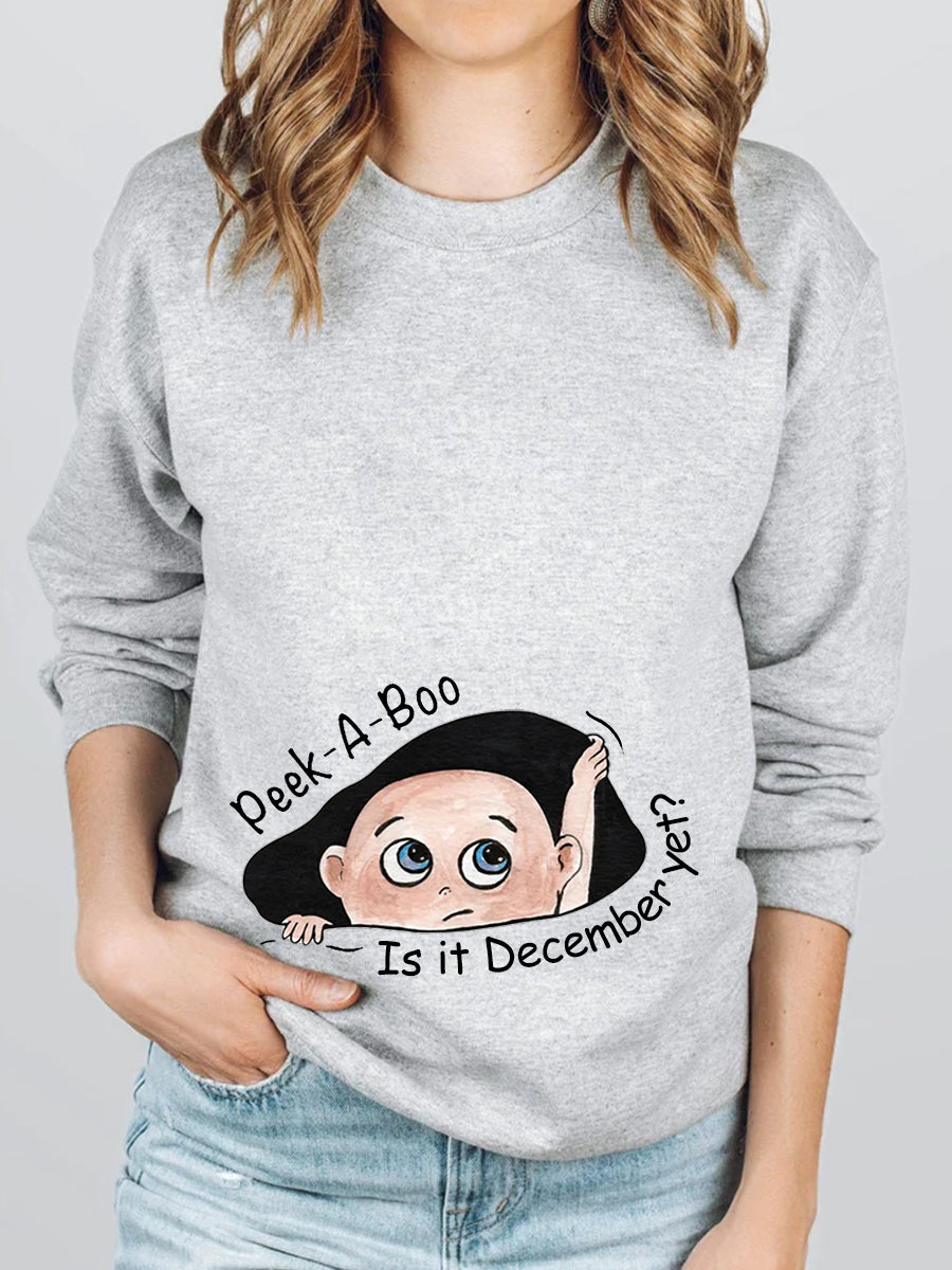 Customizable Months Peek-a-Boo Cartoon Baby Maternity Shirt