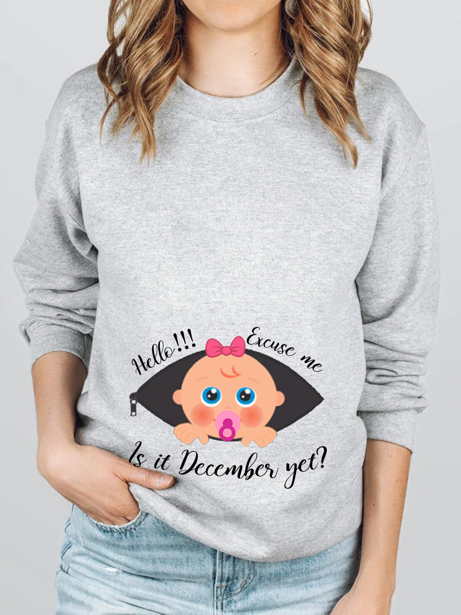 Excuse Me Is It Customizable Months Cute Girl Maternity Sweatshirt