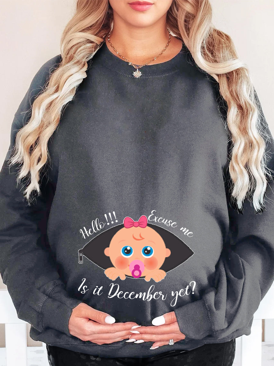 Excuse Me Is It Customizable Months Cute Girl Maternity Sweatshirt