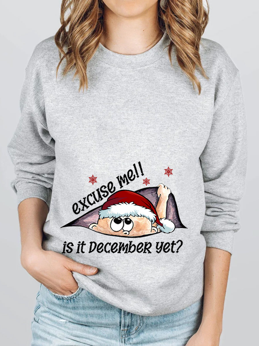 Christmas Baby Peeking Customizable Months Maternity Shirt