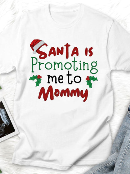 Santa Is Promoting Me To Mommy Announcement Family Matching Shirt