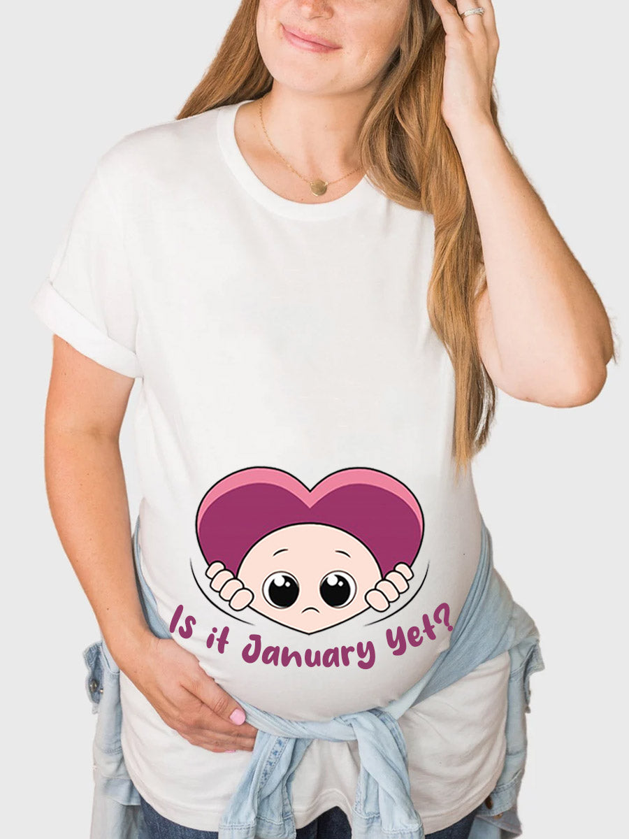 Customized Month Baby Peeking Heart Maternity Shirt