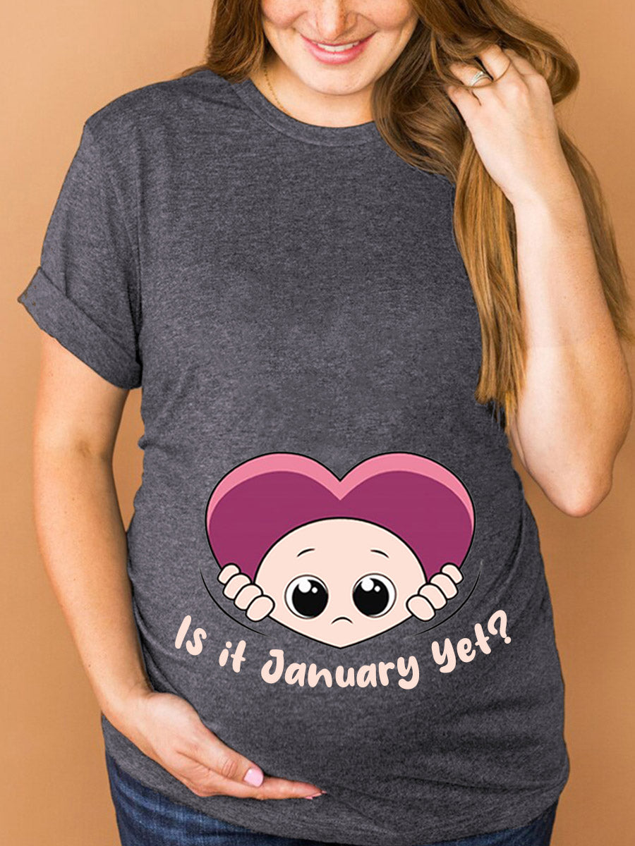 Customized Month Baby Peeking Heart Maternity Shirt