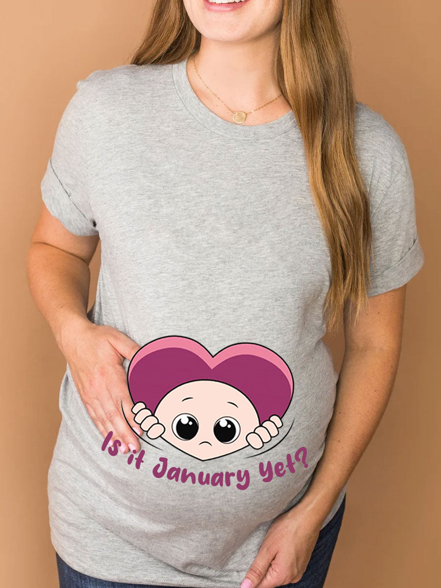 Customized Month Baby Peeking Heart Maternity Shirt