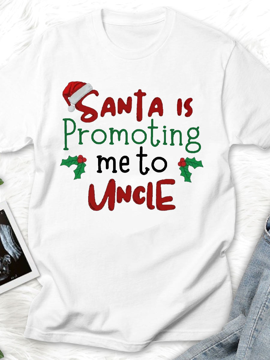 Santa Is Promoting Me To Mommy Announcement Family Matching Shirt