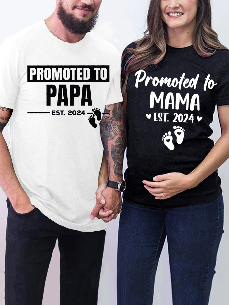 Promoted To Mama EST 2024/2025 Announcement Family Matching Shirt