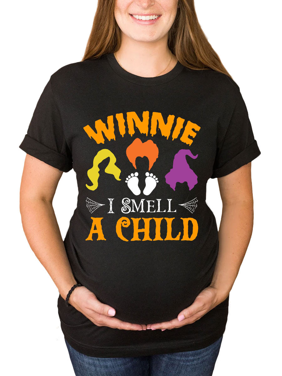 Winnie I Smell A Child Halloween Announcement Maternity Sweatshirt