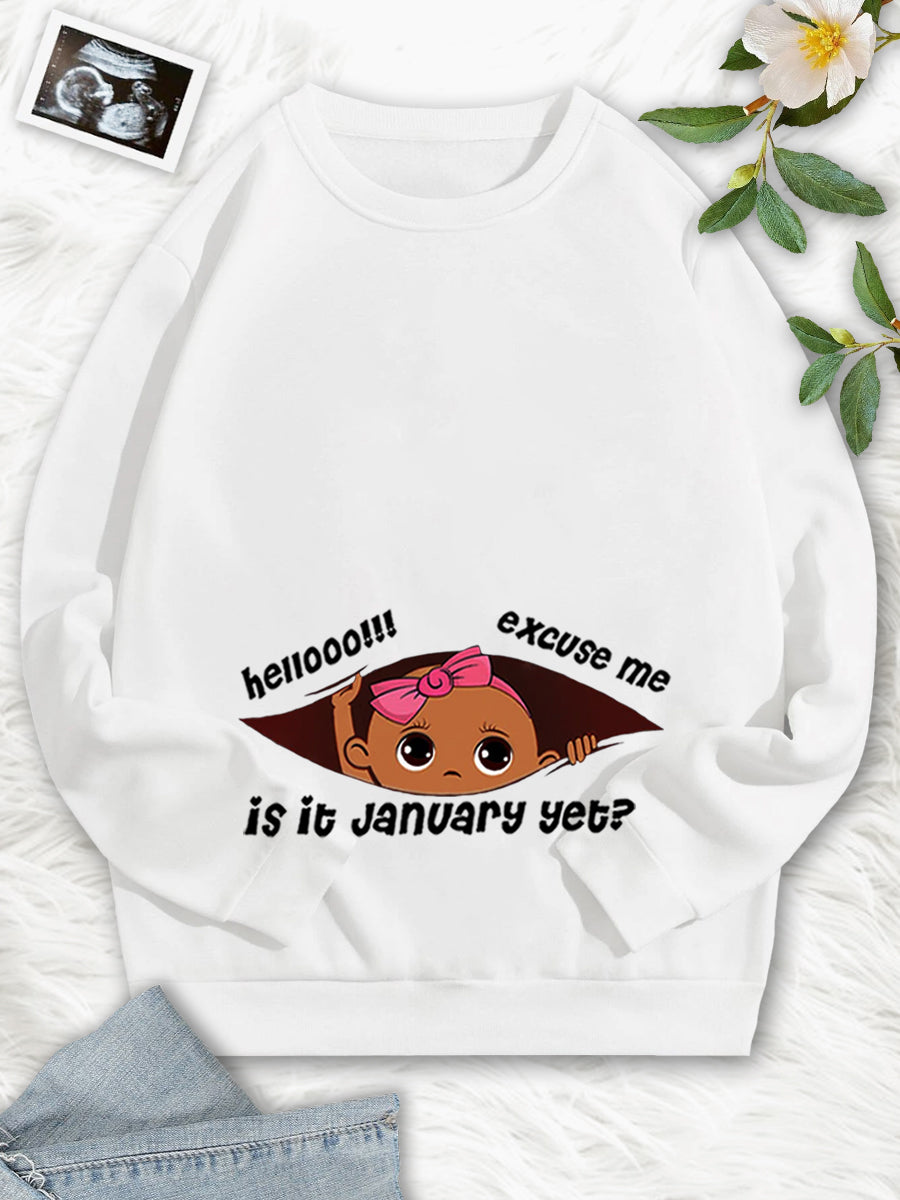 Customizable Months Black Baby Girl Peeking Maternity Shirt