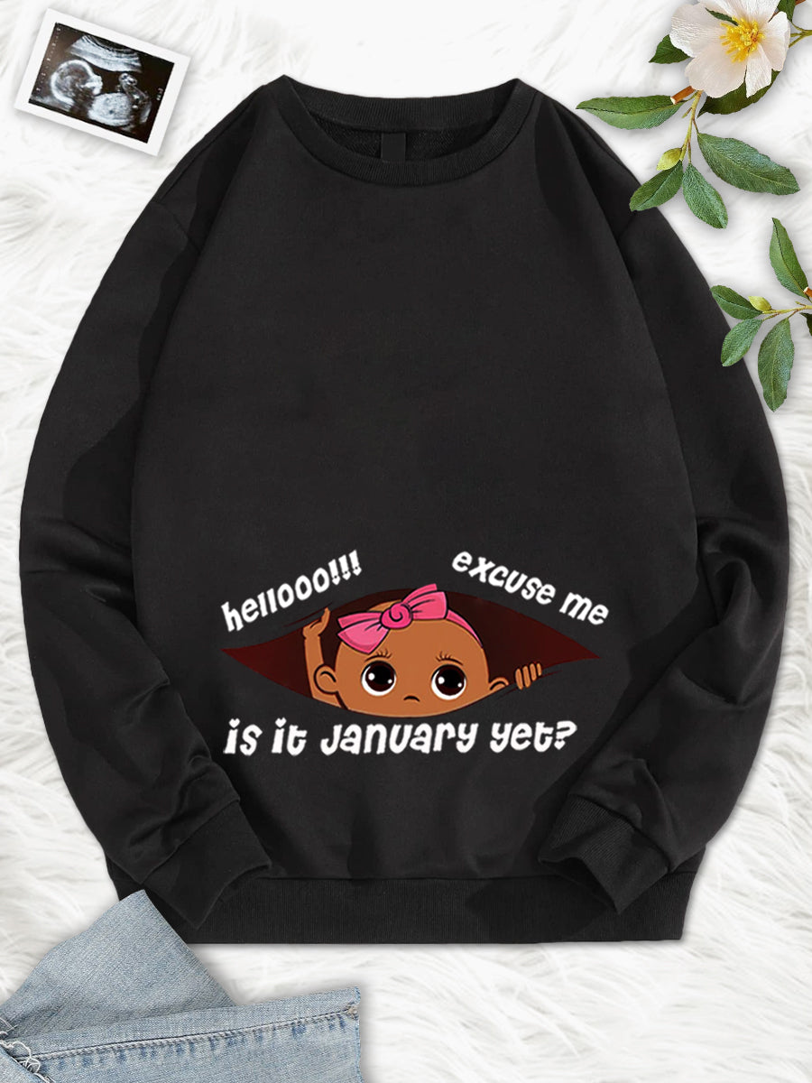 Customizable Months Black Baby Girl Peeking Maternity Shirt