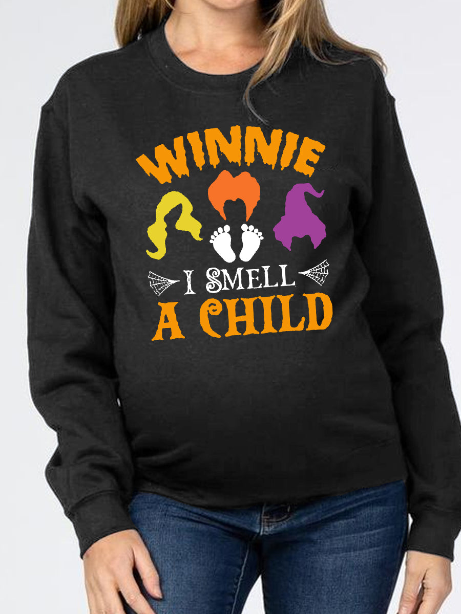 Winnie I Smell A Child Halloween Announcement Maternity Shirt