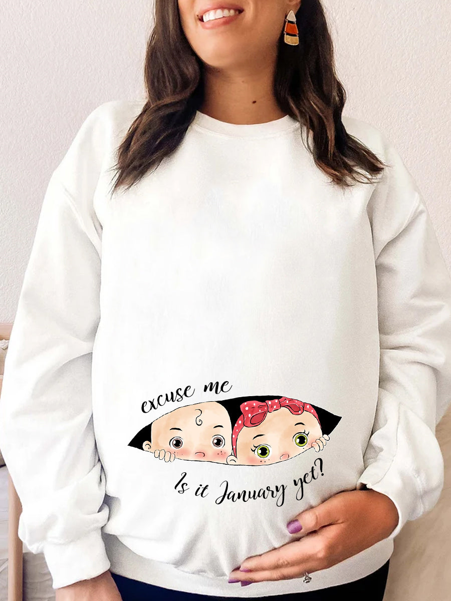 Customizable Months Boy and Girl Twins Funny Maternity Sweatshirt