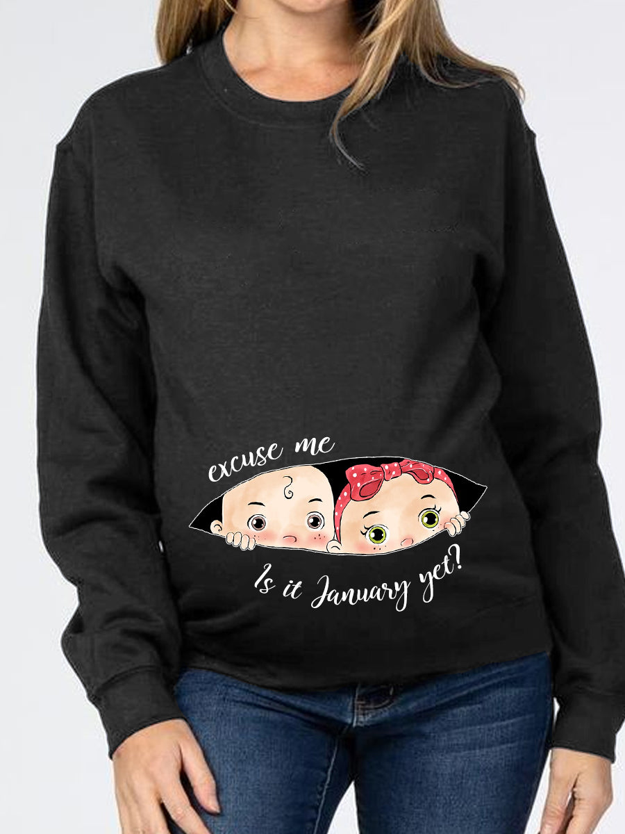 Customizable Months Boy and Girl Twins Funny Maternity Sweatshirt