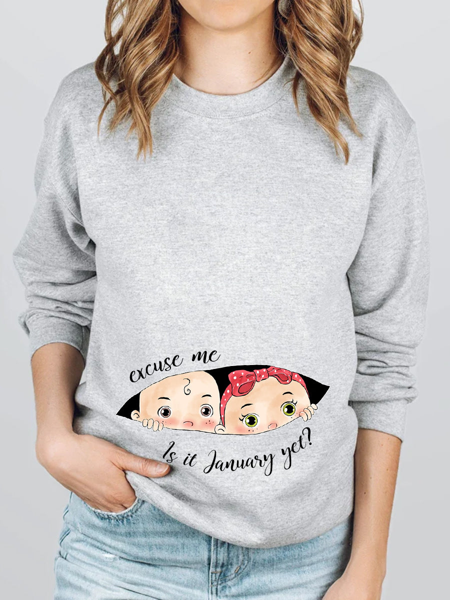 Customizable Months Boy and Girl Twins Funny Maternity Sweatshirt