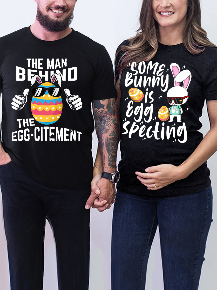 Some Bunny Is Eggspecting Couple Shirt