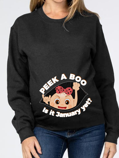 Peek a Boo Is It Customizable Months Baby Girl Maternity Sweatshirt