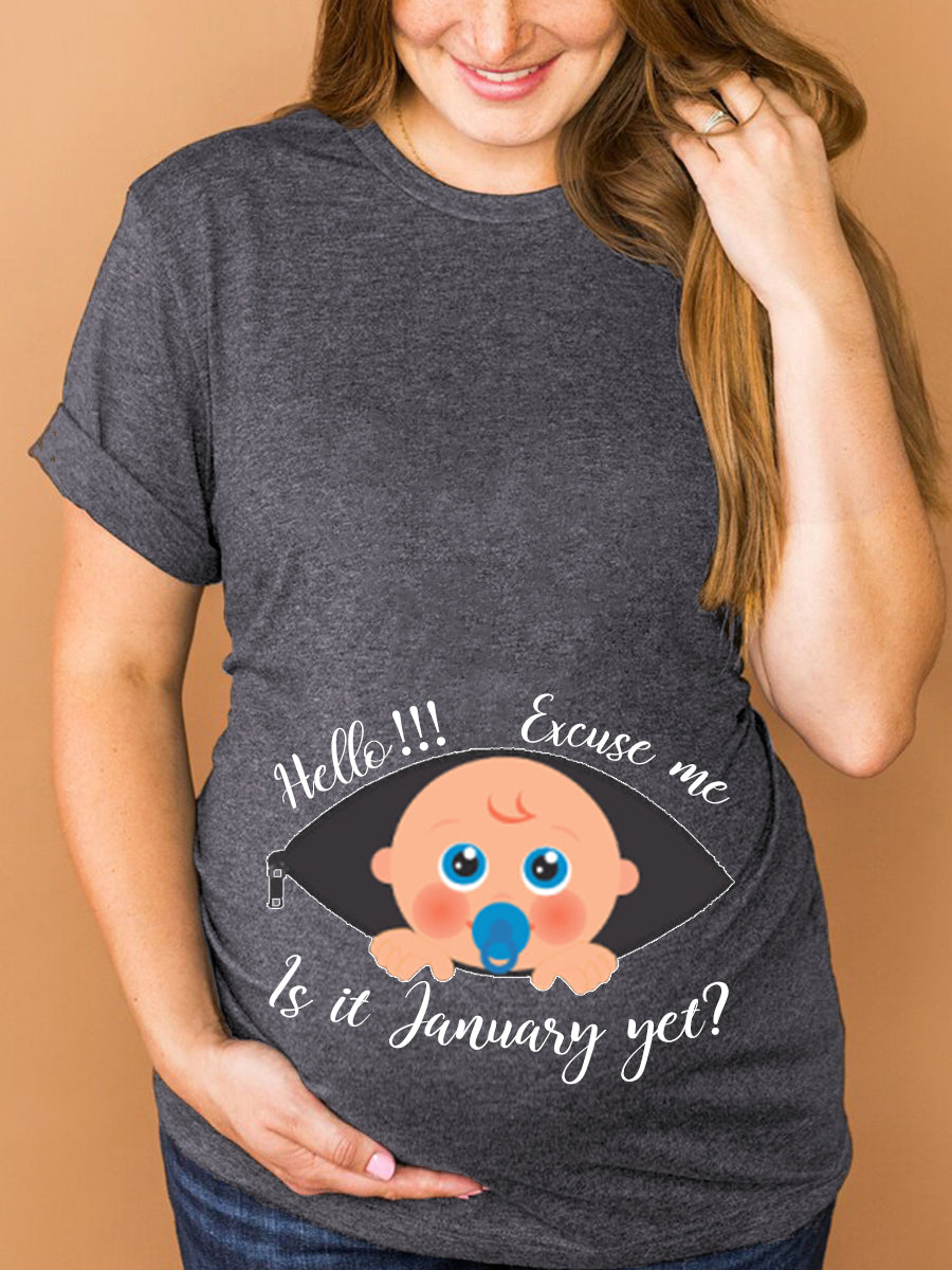 Excuse Me Is It Customizable Months Cute Boy Maternity Shirt