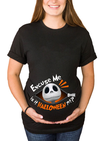 Excuse Me Is It Halloween Yet Peeking Maternity Shirt