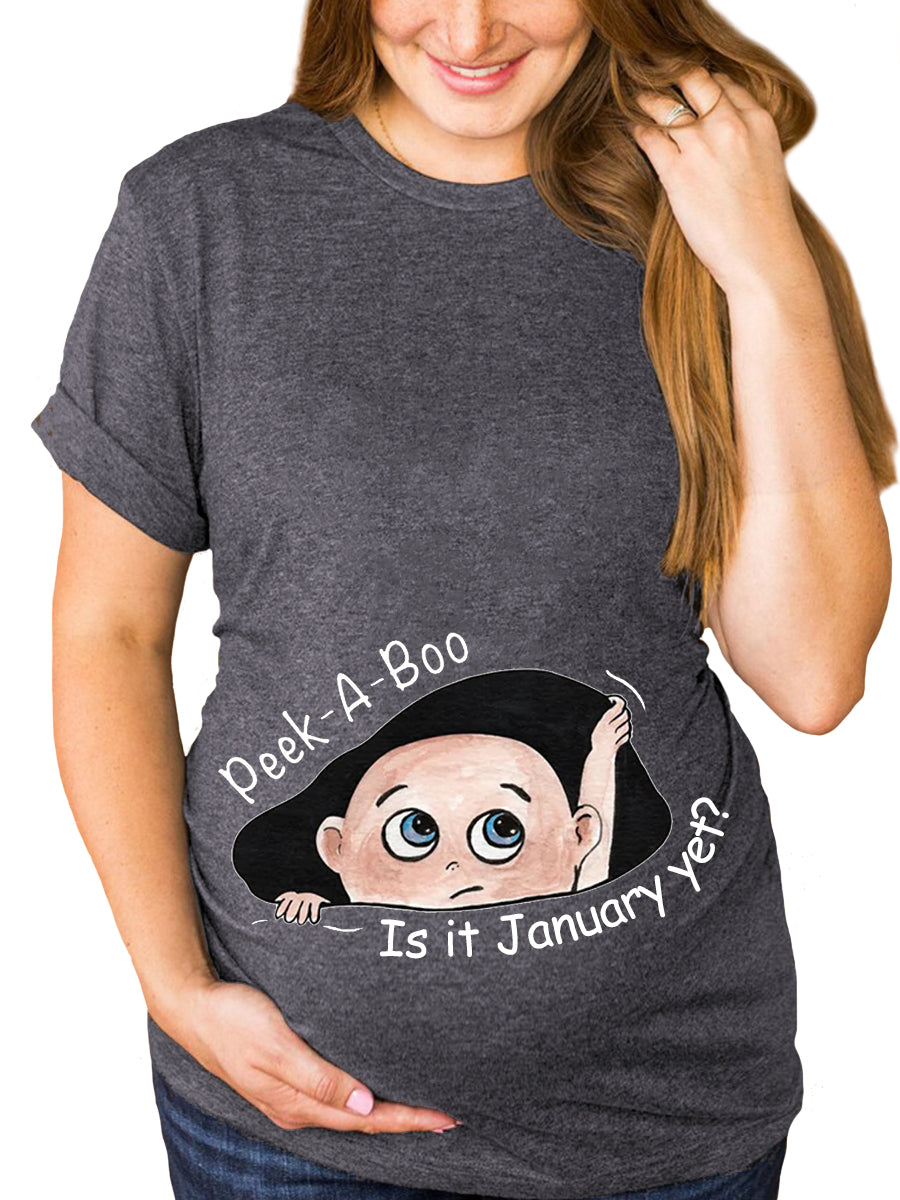 Customizable Months Peek-a-Boo Cartoon Baby Maternity Sweatshirt