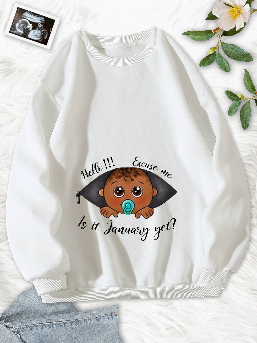 Customizable Months Black Cute Pacifier Baby Boy Maternity Sweatshirt