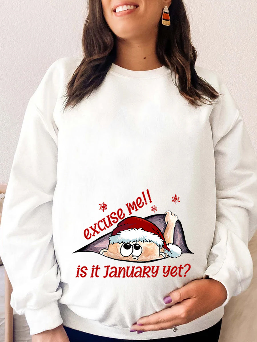 Christmas Baby Peeking Customizable Months Maternity Shirt