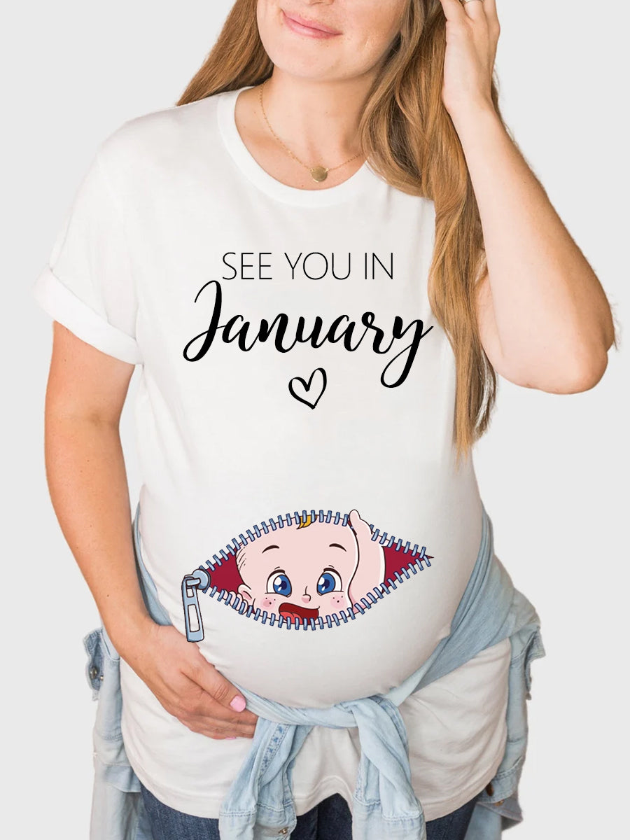 See You In Your Month Blue Eyes Baby Funny Maternity Sweatshirt