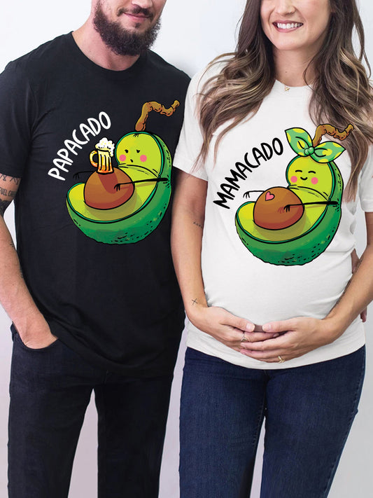 Mama & Papacado Announcement Couple Shirt