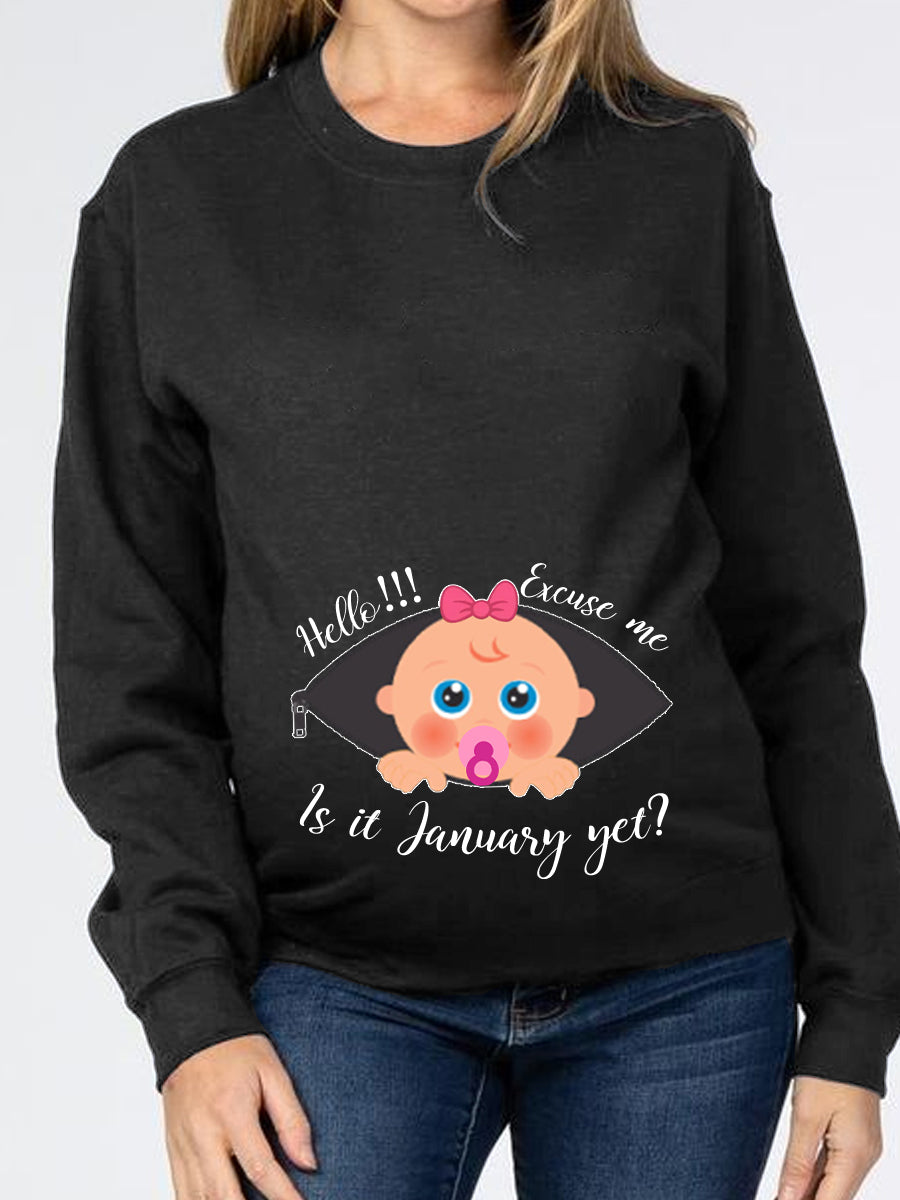 Excuse Me Is It Customizable Months Cute Girl Maternity Sweatshirt