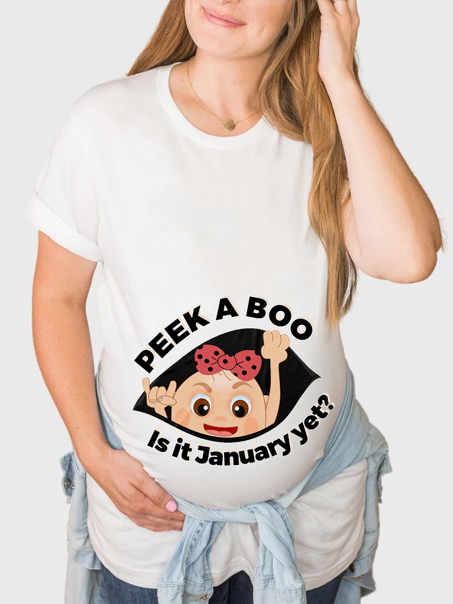 Peek a Boo Is It Customizable Months Baby Girl Maternity Sweatshirt