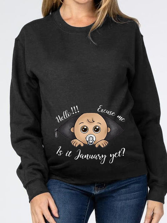 Customizable Months Cute White Pacifier Baby Peeking Maternity Sweatshirt