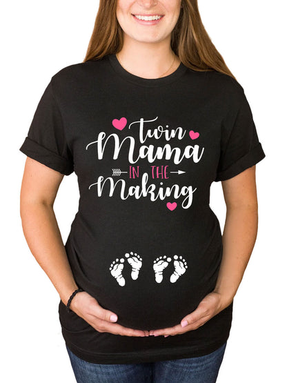 Twin Mama In The Making Announcement Maternity Shirt