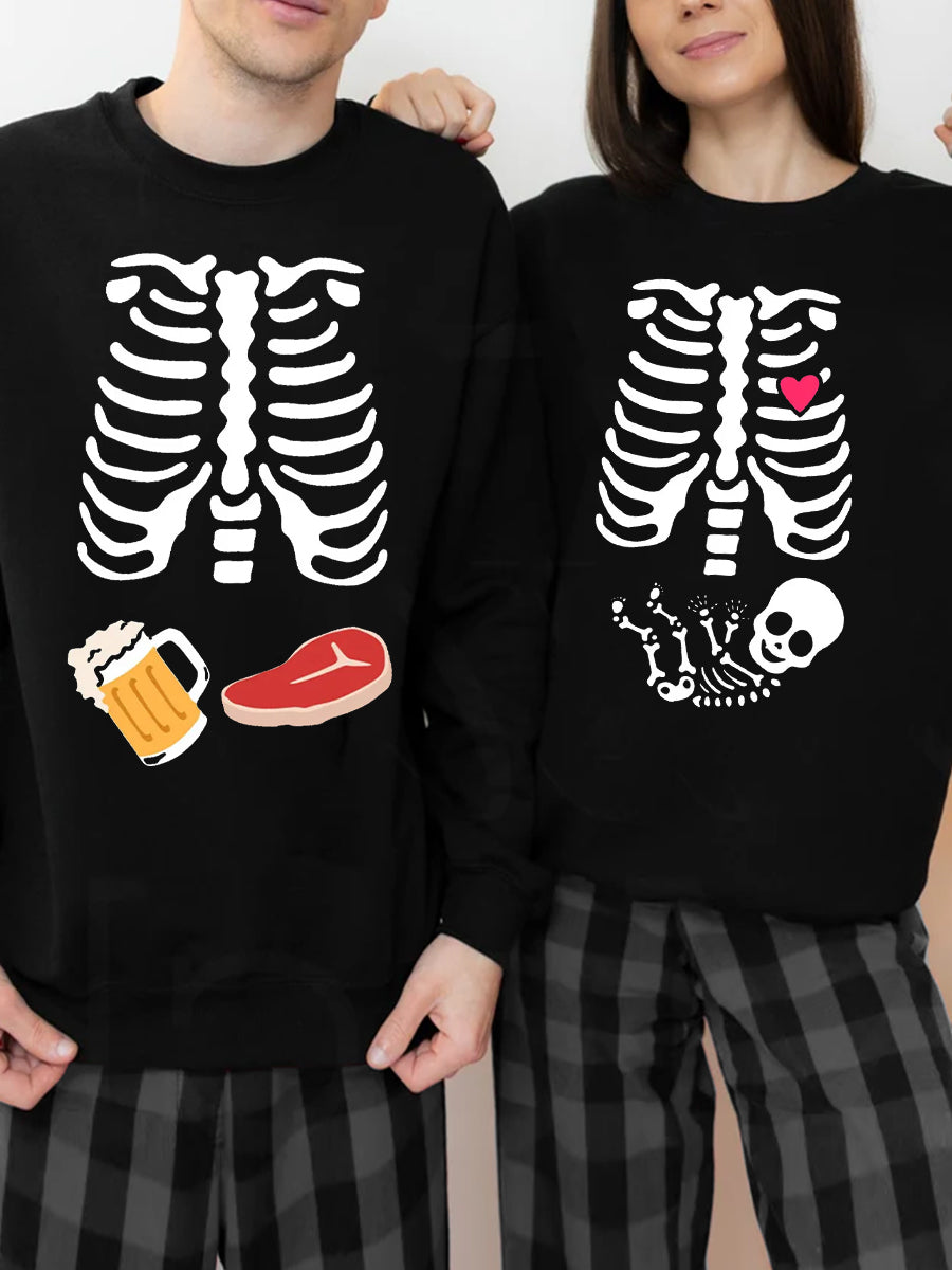 Skeleton Baby Couple Maternity Sweatshirt