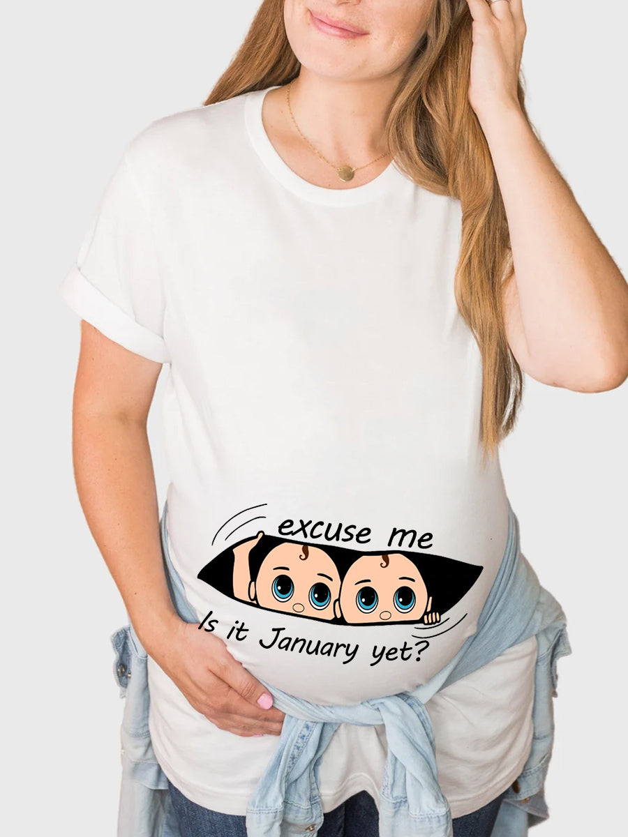 Twin Brothers Customizable Months Is It Time Yet Maternity Sweatshirt