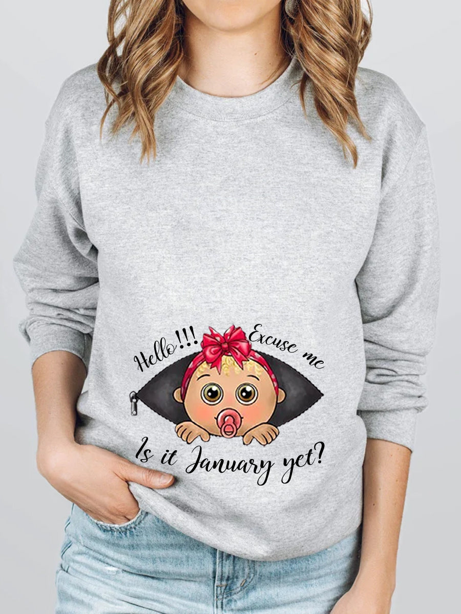 Customizable Months Cute Baby Girl Maternity Sweatshirt