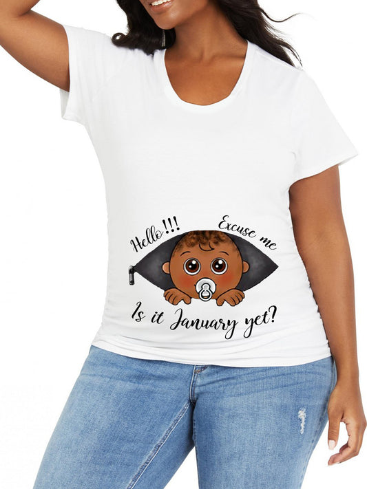 Black Baby Peeking Customizable Months Cute White Pacifier Maternity Shirt