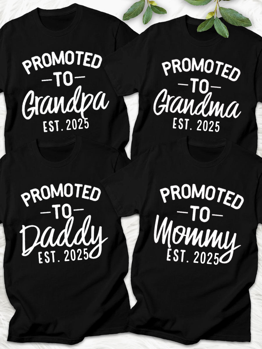 Promoted To Grandparents, Aunt/Uncle Est. 2024/2025 Announcement Family Matching Shirt