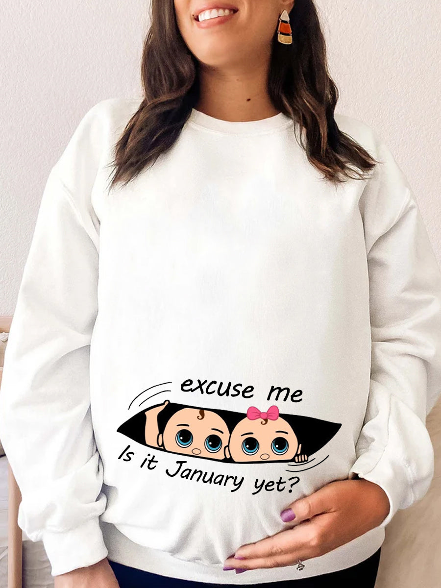 Boy And Girl Twins Customizable Months Is It Time Yet Black Maternity Shirt