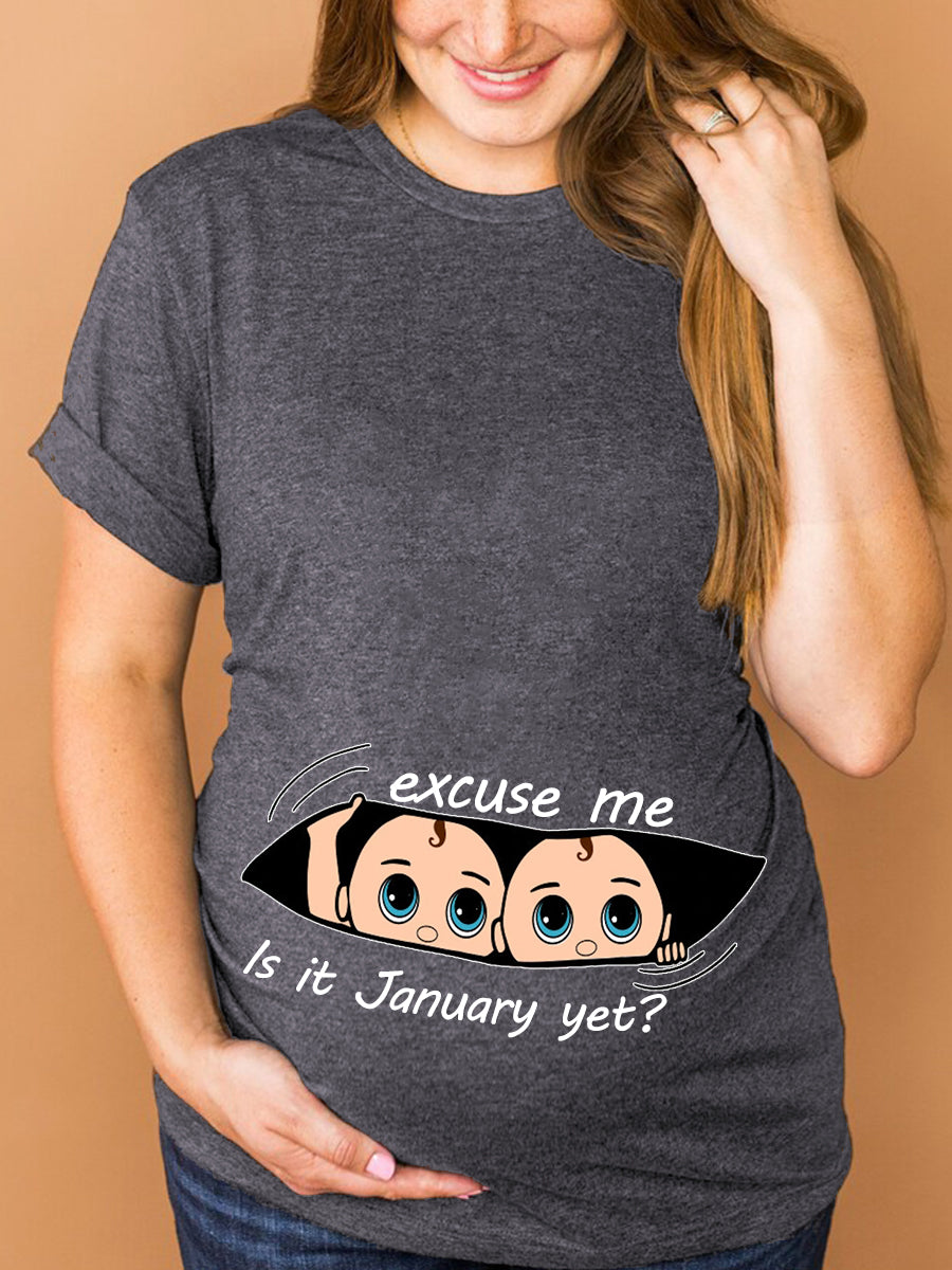 Twin Brothers Customizable Months Is It Time Yet Maternity Shirt