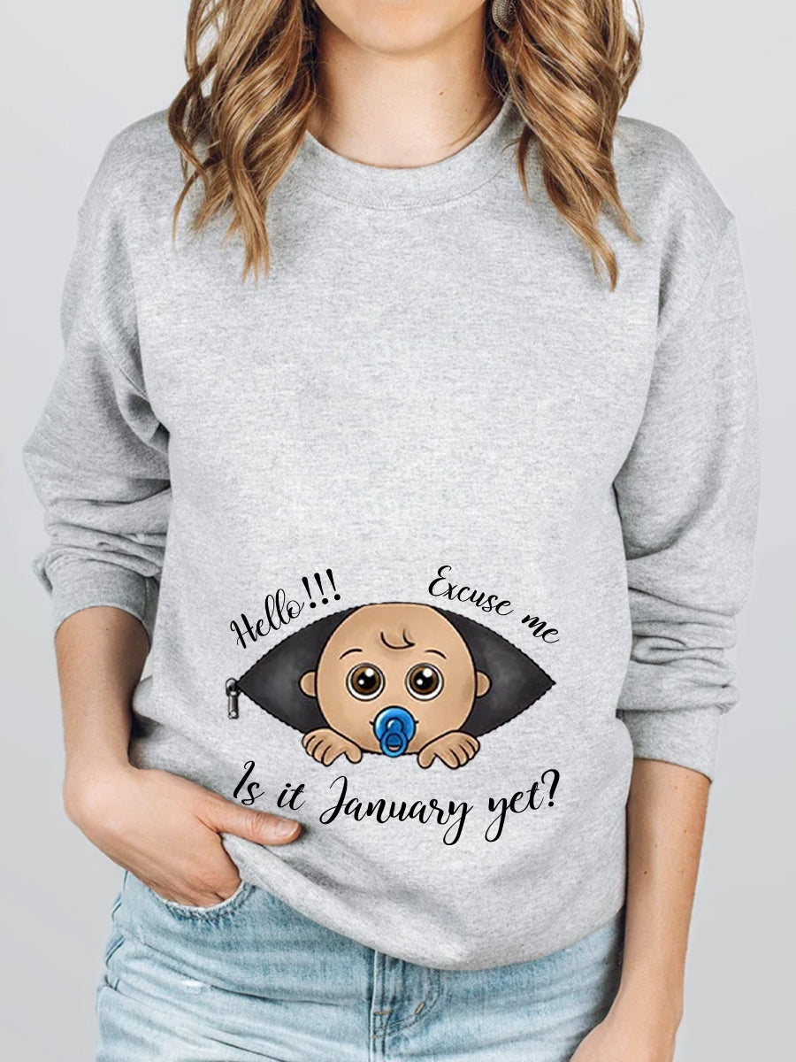 Customizable Months Cute Brown Eyes Baby Maternity Sweatshirt