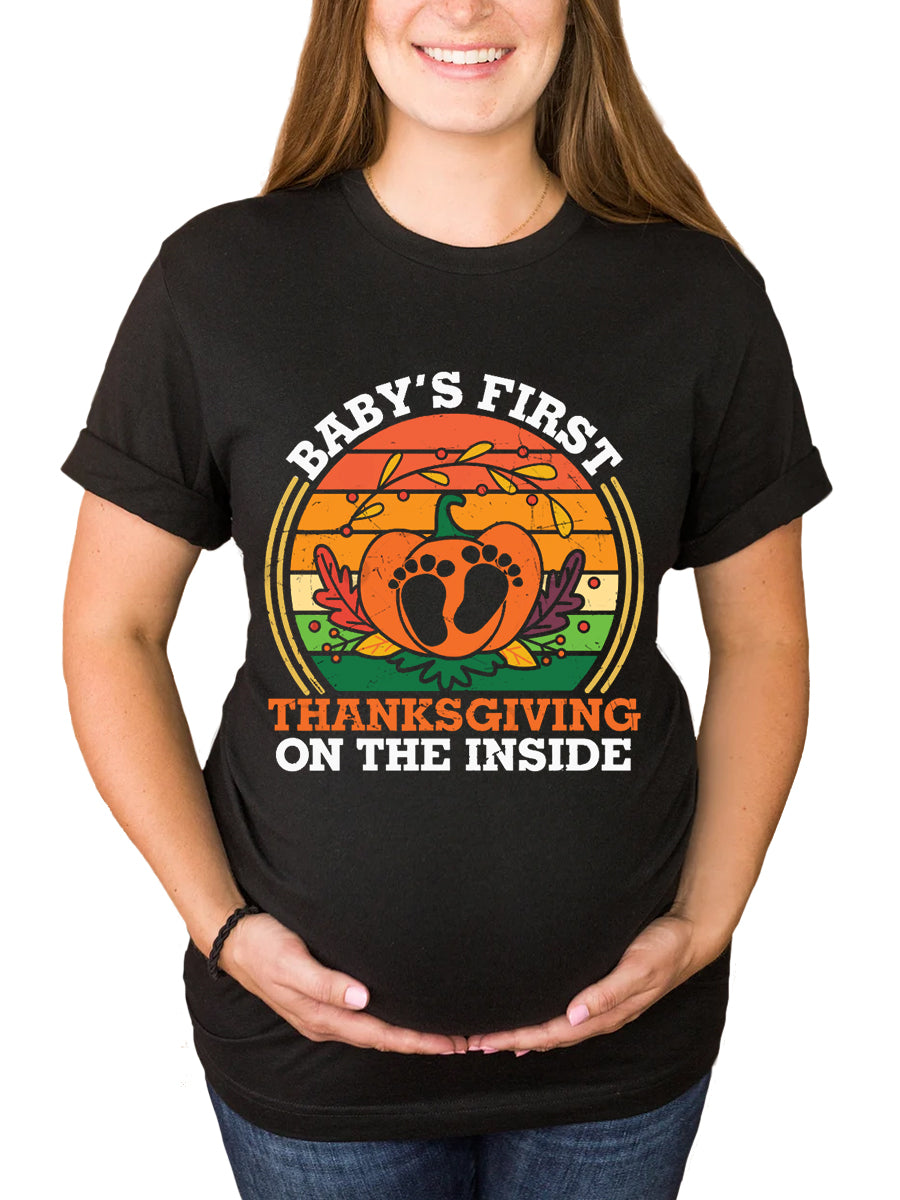 Bump's First Thanksgiving On The Side Maternity Shirt