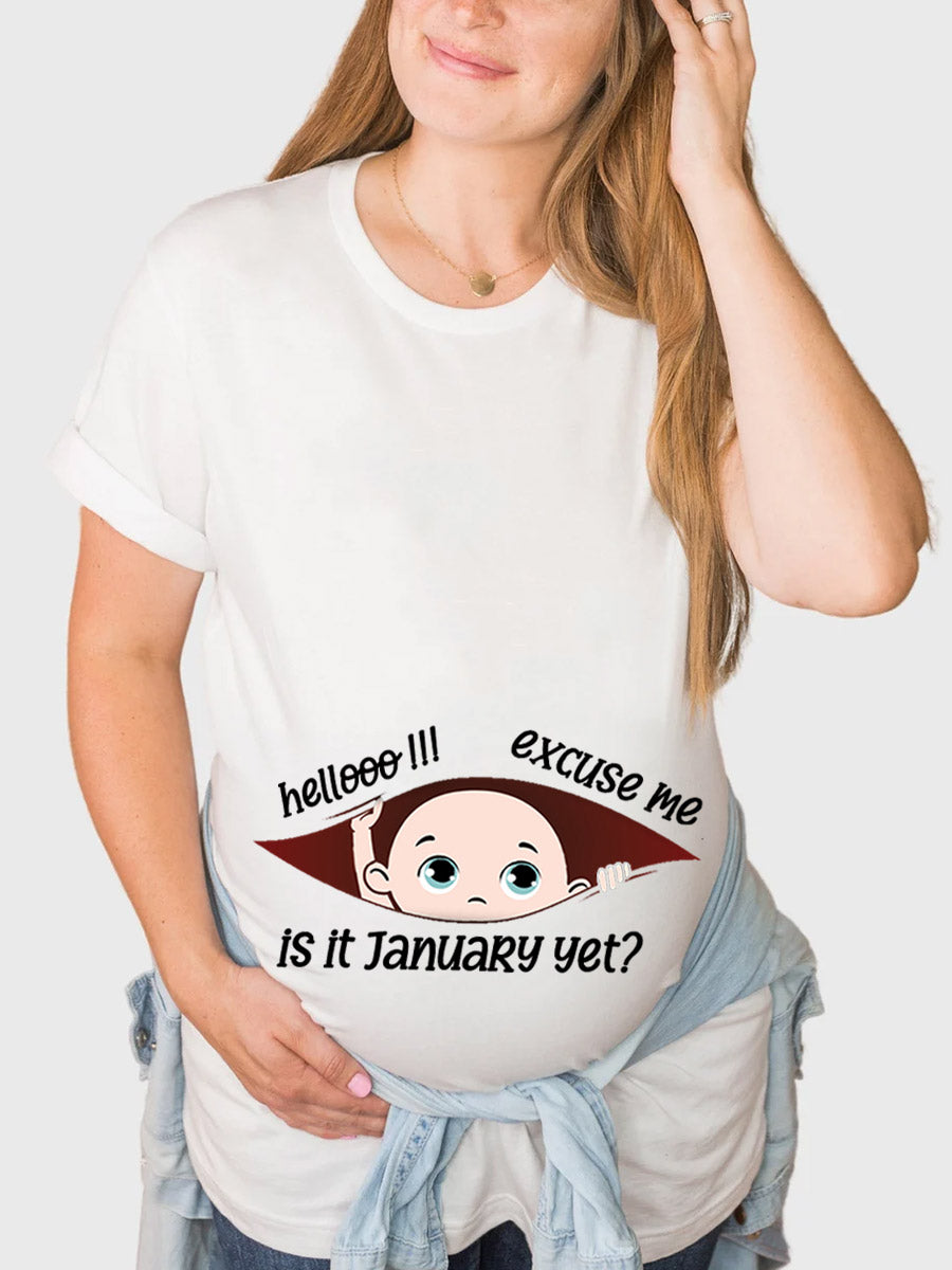 Customizable Months Baby Boy Peeking Maternity Shirt