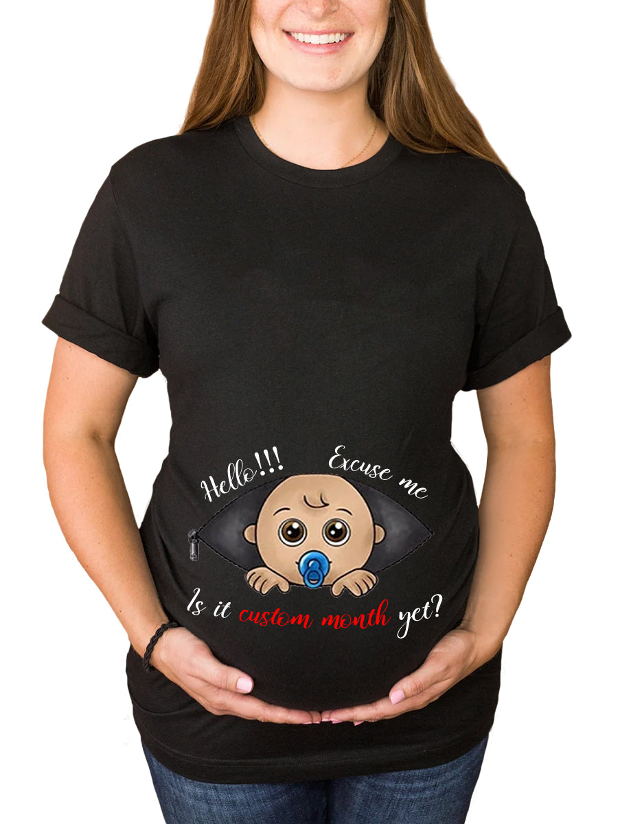 Customizable Months Cute Brown Eyes Baby Maternity Sweatshirt