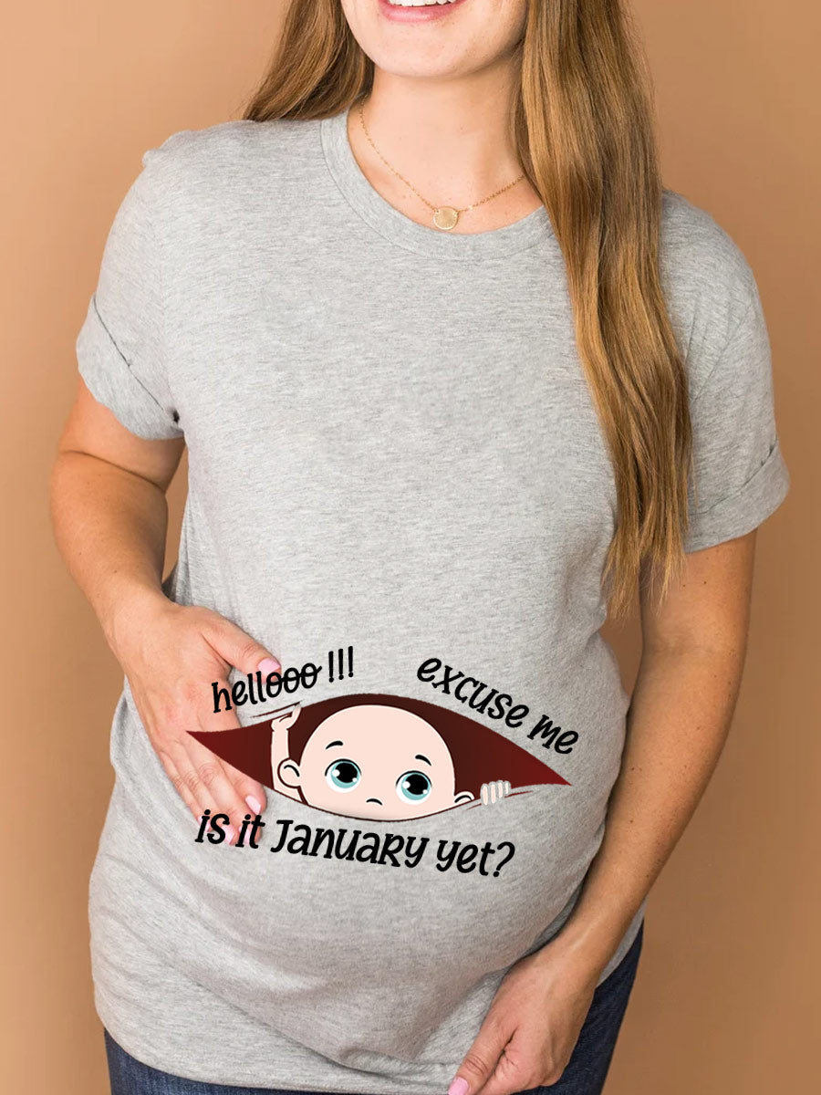 Customizable Months Baby Boy Peeking Maternity Shirt