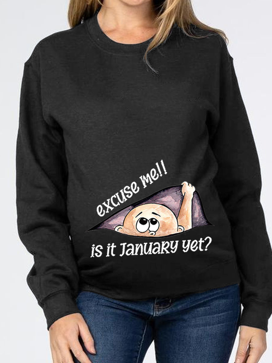 Customizable Months Baby Boy Peeking Bump Maternity Sweatshirt